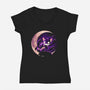 Mad Cat Moon-Womens-V-Neck-Tee-Vallina84