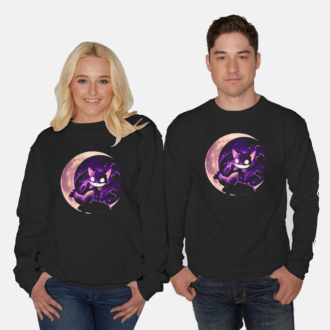 Mad Cat Moon-Unisex-Crew Neck-Sweatshirt-Vallina84