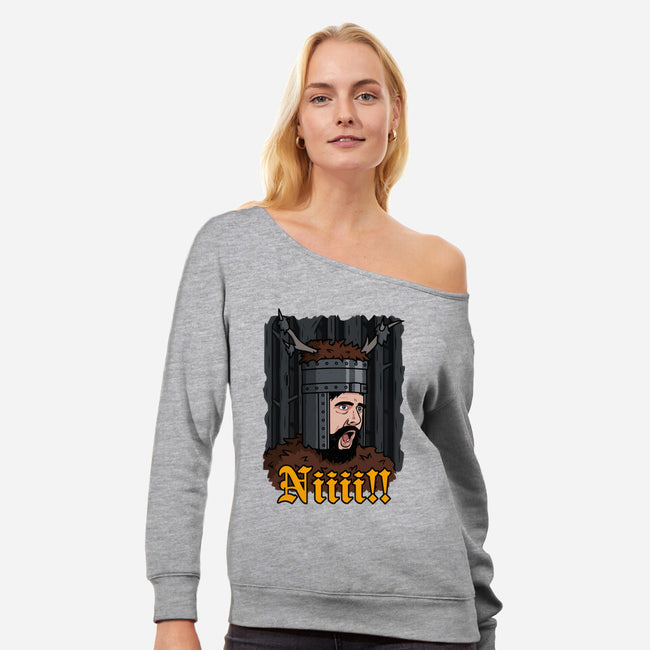 God Please Ni!-Womens-Off Shoulder-Sweatshirt-Raffiti