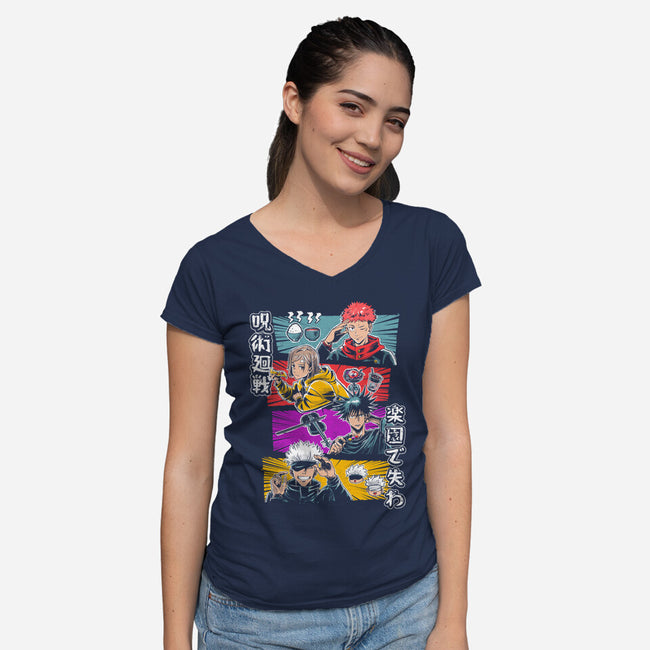 Lunch Friends-Womens-V-Neck-Tee-Knegosfield