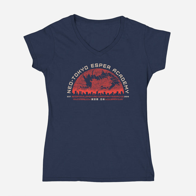 Neo-Tokyo Esper Academy-Womens-V-Neck-Tee-pigboom