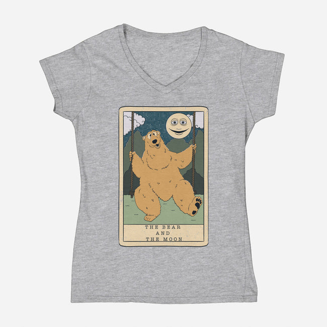 The Bear And The Moon-Womens-V-Neck-Tee-Claudia