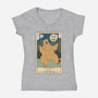 The Bear And The Moon-Womens-V-Neck-Tee-Claudia