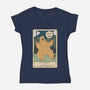 The Bear And The Moon-Womens-V-Neck-Tee-Claudia