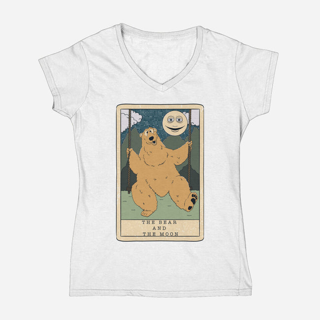 The Bear And The Moon-Womens-V-Neck-Tee-Claudia