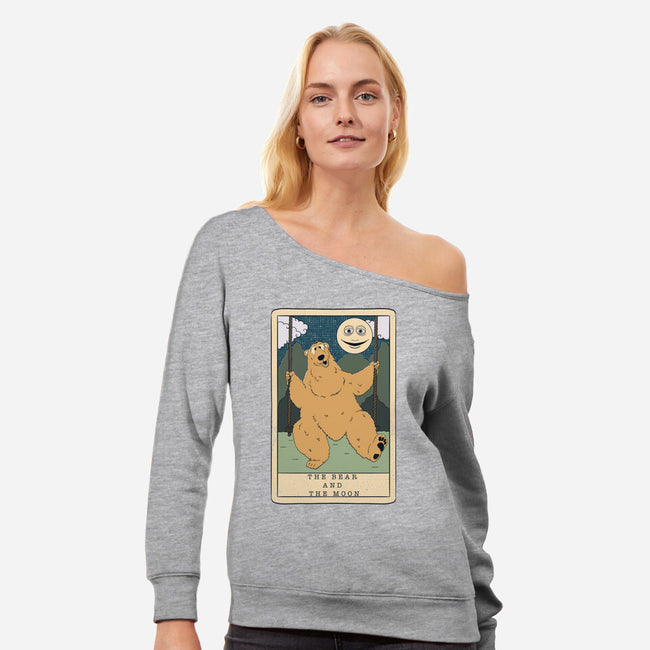 The Bear And The Moon-Womens-Off Shoulder-Sweatshirt-Claudia