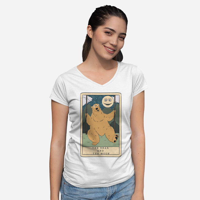 The Bear And The Moon-Womens-V-Neck-Tee-Claudia