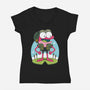 Pink Frog-Womens-V-Neck-Tee-Alundrart