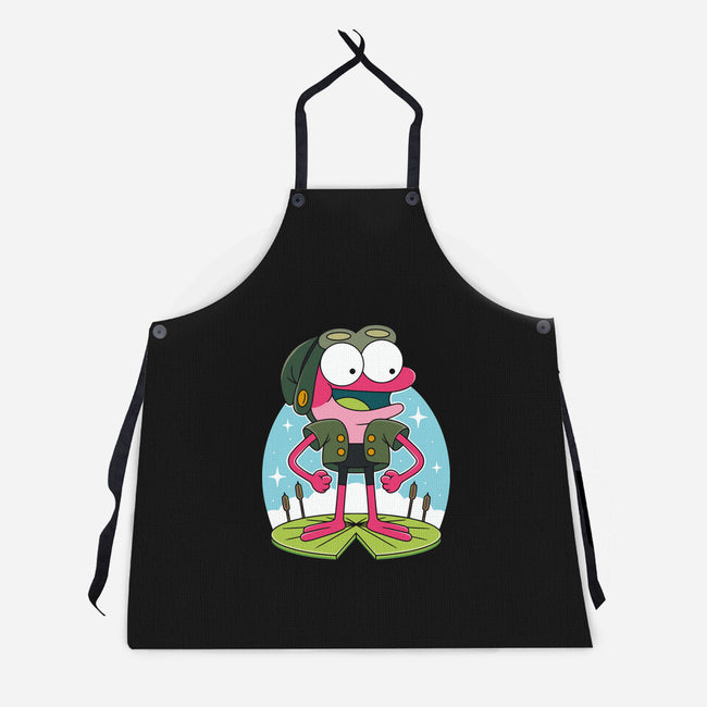 Pink Frog-Unisex-Kitchen-Apron-Alundrart