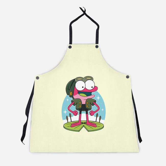 Pink Frog-Unisex-Kitchen-Apron-Alundrart