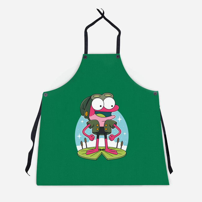 Pink Frog-Unisex-Kitchen-Apron-Alundrart