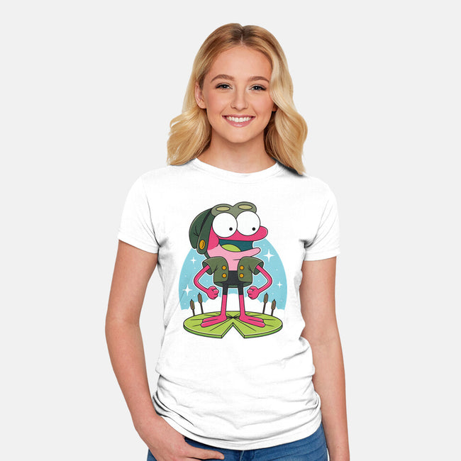 Pink Frog-Womens-Fitted-Tee-Alundrart