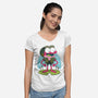 Pink Frog-Womens-V-Neck-Tee-Alundrart