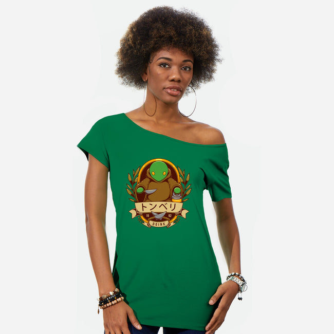 Doink-Womens-Off Shoulder-Tee-Alundrart