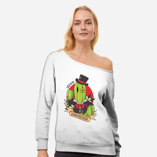 Senor Sabotender-Womens-Off Shoulder-Sweatshirt-Alundrart