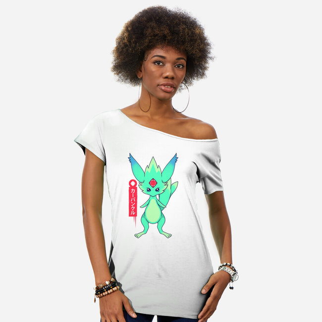 Guardian Force Carbuncle-Womens-Off Shoulder-Tee-Alundrart