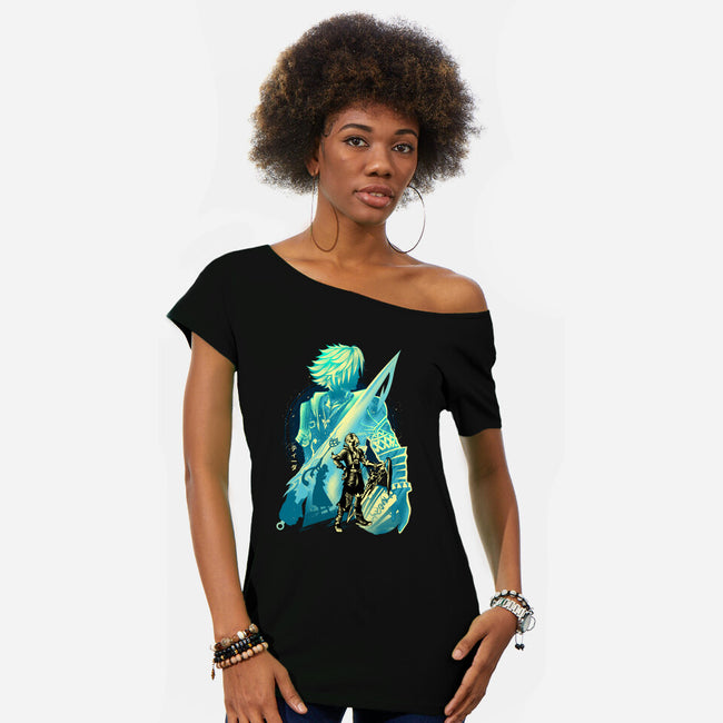 Blitzball Player Tidus-Womens-Off Shoulder-Tee-hypertwenty