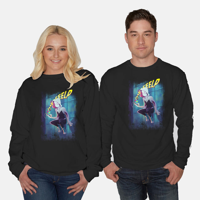 Spider Gwen Help-Unisex-Crew Neck-Sweatshirt-jacnicolauart