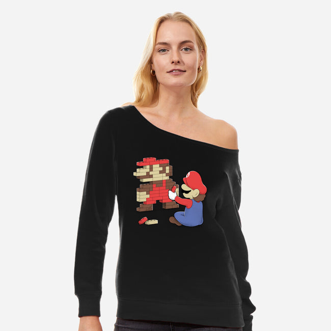Nostalgic Gamer-Womens-Off Shoulder-Sweatshirt-Umberto Vicente