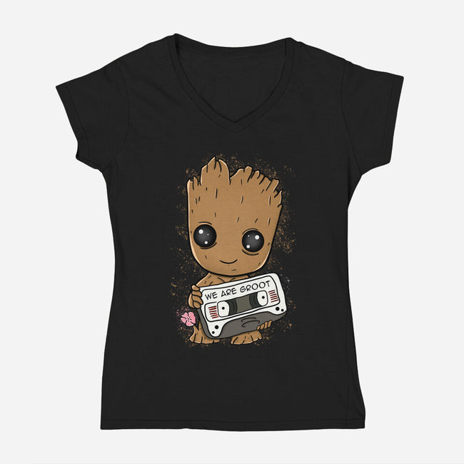 Cute We Are Groot-Womens-V-Neck-Tee-MaxoArt