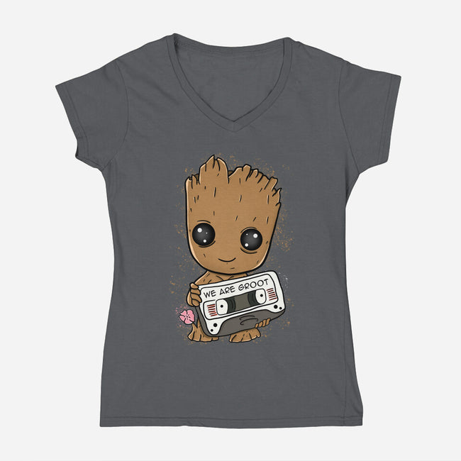 Cute We Are Groot-Womens-V-Neck-Tee-MaxoArt