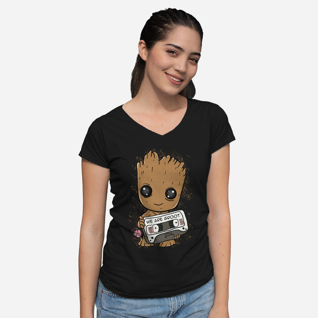 Cute We Are Groot-Womens-V-Neck-Tee-MaxoArt