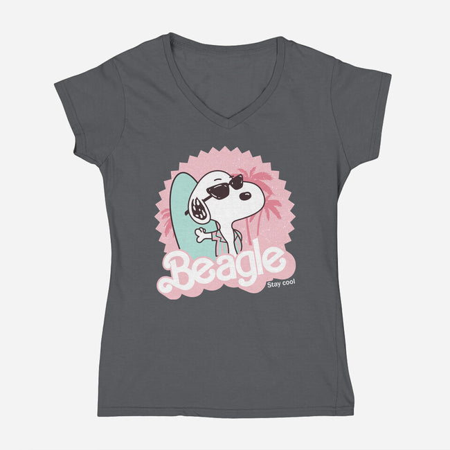 Cool Beagle-Womens-V-Neck-Tee-retrodivision