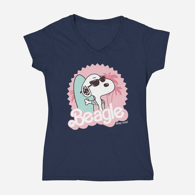 Cool Beagle-Womens-V-Neck-Tee-retrodivision