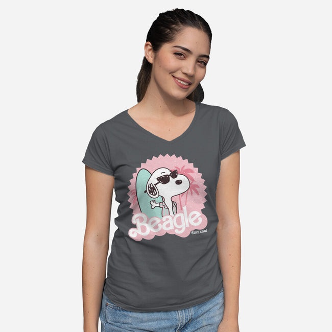 Cool Beagle-Womens-V-Neck-Tee-retrodivision