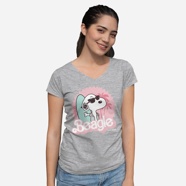 Cool Beagle-Womens-V-Neck-Tee-retrodivision