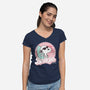 Cool Beagle-Womens-V-Neck-Tee-retrodivision