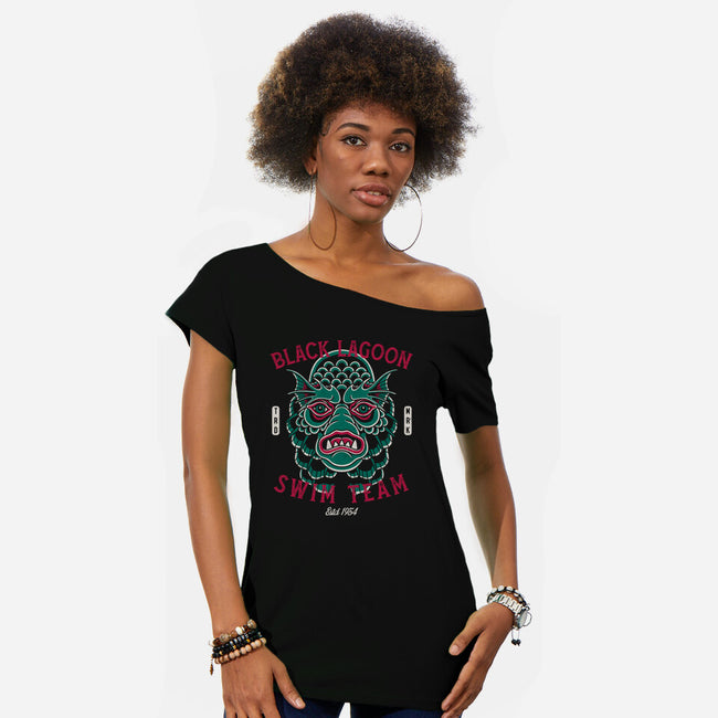 Black Lagoon Swim Club-Womens-Off Shoulder-Tee-Nemons