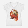 Fox Landscape-Womens-V-Neck-Tee-dandingeroz