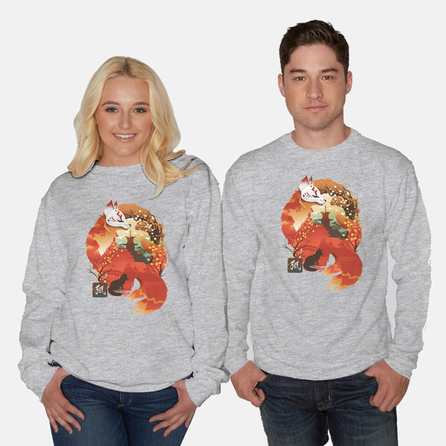 Fox Landscape-Unisex-Crew Neck-Sweatshirt-dandingeroz