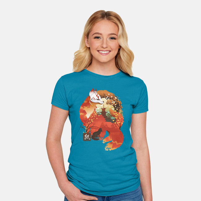 Fox Landscape-Womens-Fitted-Tee-dandingeroz