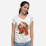 Fox Landscape-Womens-V-Neck-Tee-dandingeroz