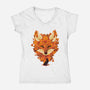 Autumn Leaves Fox-Womens-V-Neck-Tee-dandingeroz