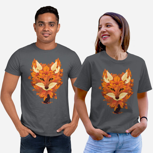 Autumn Leaves Fox-Unisex-Basic-Tee-dandingeroz