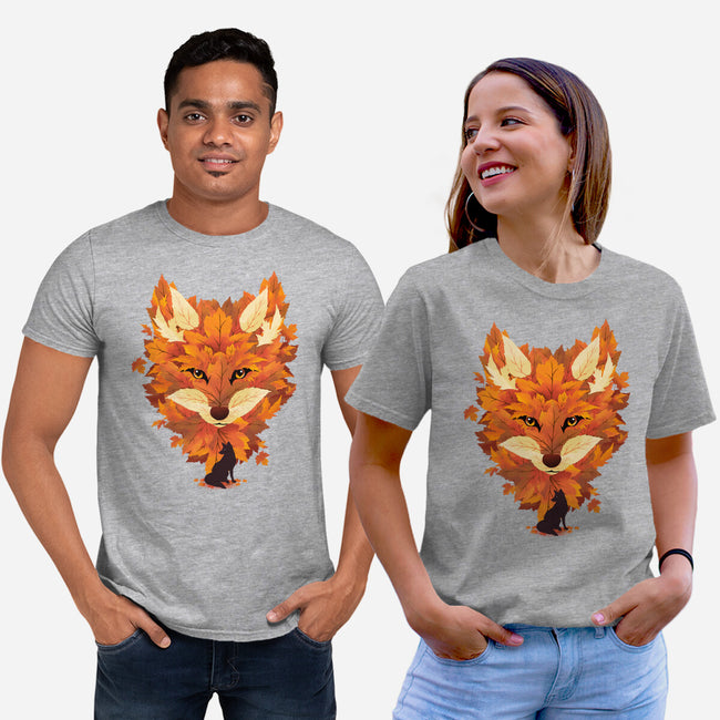 Autumn Leaves Fox-Unisex-Basic-Tee-dandingeroz