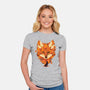 Autumn Leaves Fox-Womens-Fitted-Tee-dandingeroz