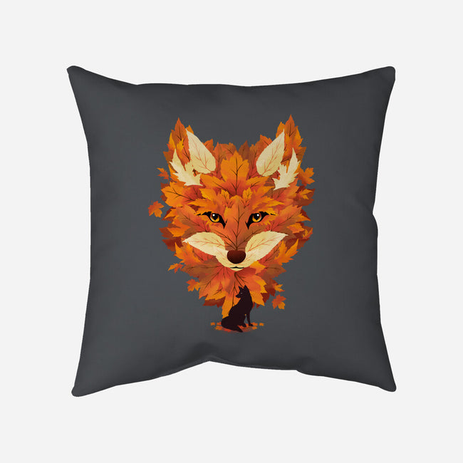 Autumn Leaves Fox-None-Removable Cover-Throw Pillow-dandingeroz