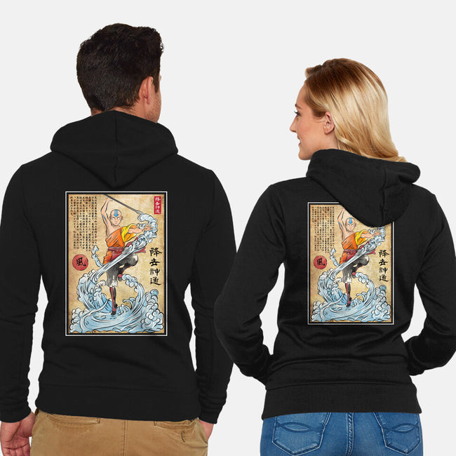 Air Nomad Master Woodblock-Unisex-Zip-Up-Sweatshirt-DrMonekers