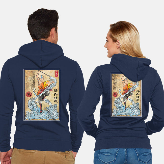 Air Nomad Master Woodblock-Unisex-Zip-Up-Sweatshirt-DrMonekers