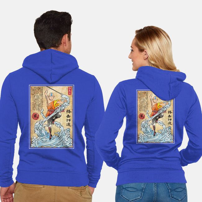 Air Nomad Master Woodblock-Unisex-Zip-Up-Sweatshirt-DrMonekers