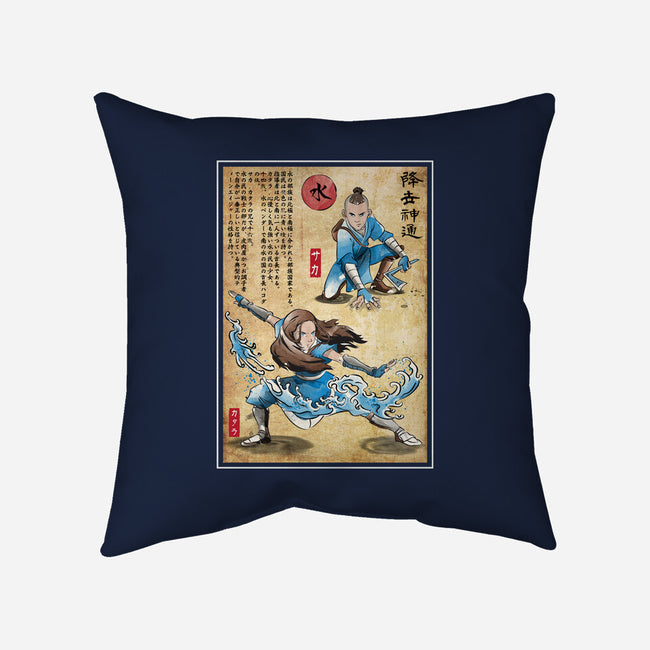 Water Tribe Master Woodblock-None-Removable Cover-Throw Pillow-DrMonekers