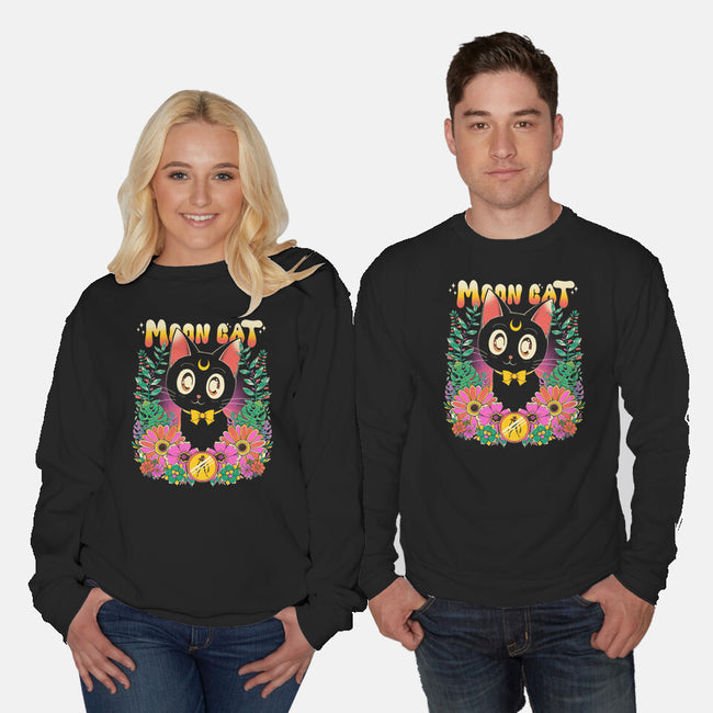 The Moon Kitten-Unisex-Crew Neck-Sweatshirt-GODZILLARGE