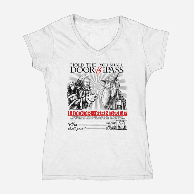 No One Will Pass-Womens-V-Neck-Tee-Umberto Vicente