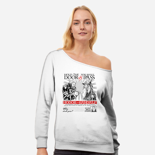 No One Will Pass-Womens-Off Shoulder-Sweatshirt-Umberto Vicente