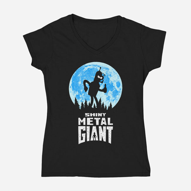 Shiny Metal Giant-Womens-V-Neck-Tee-Vitaliy Klimenko