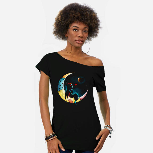 Love Halloween Moon-Womens-Off Shoulder-Tee-Vallina84